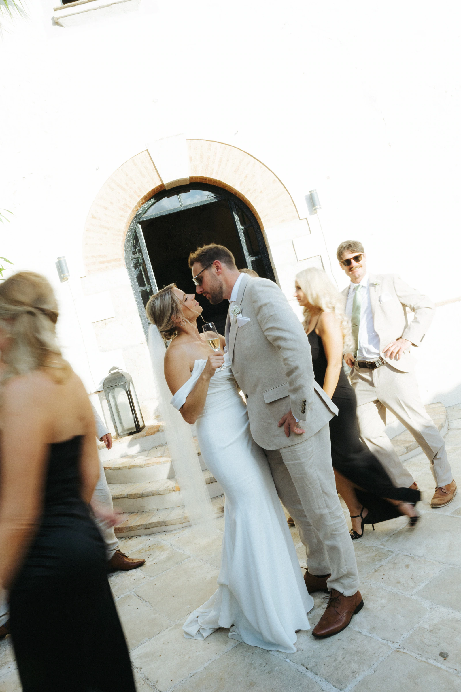 Lauren and Tom from Canada together during their destination wedding in Sitges, Spain
