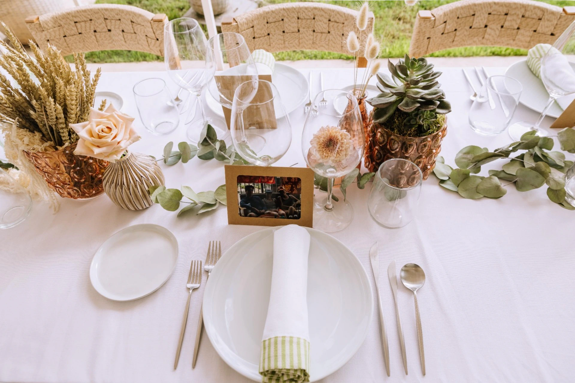 Wedding table prepared as part of a destination celebration in Spain